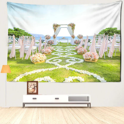 Decorbites™ Gartenlandschaft Wandbehang aus Tapisserie Natürliche Boho-Heimdekoration Landschaftskunst