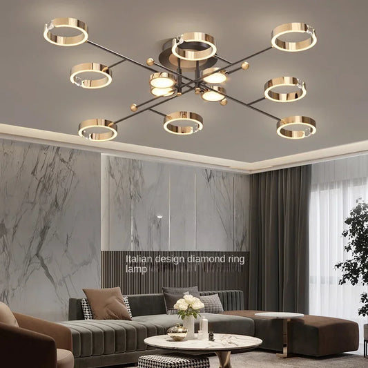 Decorbites™ Vergoldeter Kronleuchter mit Fernbedienung, Kristall-Dekoration für das Wohnzimmer