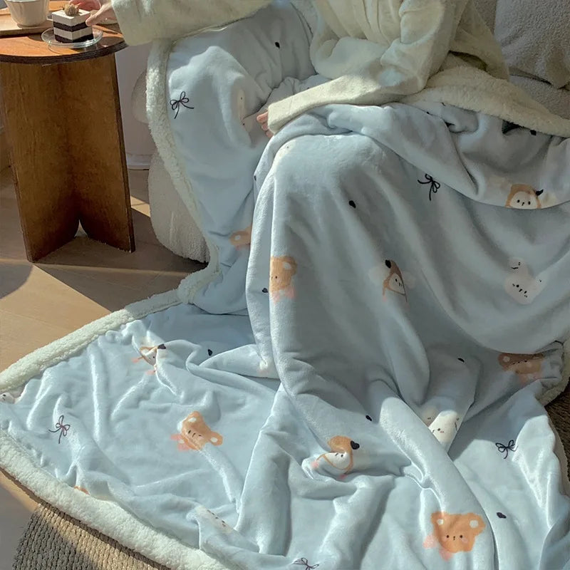 Decorbites™ Koreanisches Cartoon-Plüschdecke, weiche Nappensofabezug für Zuhause und Wohnheim