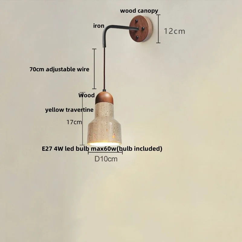 Decorbites™ LED Gelbe Travertin-Stein-Wandlampe – Nordisch Moderne Treppenbeleuchtung