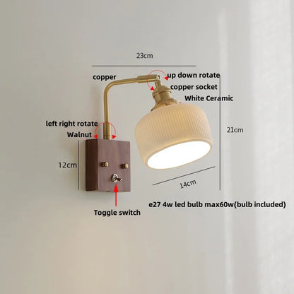 Decorbites™ LED-Wandleuchte aus klarem Glas, modernes Walnussholz-Kupfer-Treppenleuchte