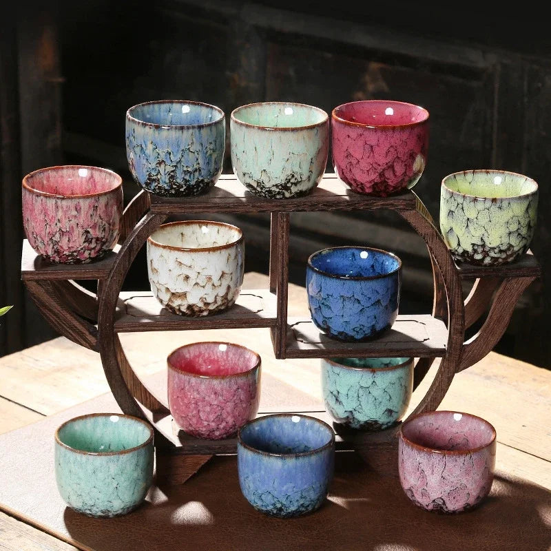 Decorbites™ Japanische Ofenverwandlungs-Keramik-Teebecher Espressotasse Kaffeetasse Töpferei Kung-Fu-Teetasse