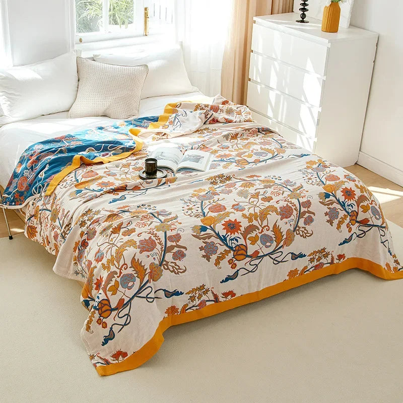 Decorbites™ Boho-Mandala-Baumwolldecke für den Sommer – Doppelseitige weiche Wurfdecke für Betten, Sofas