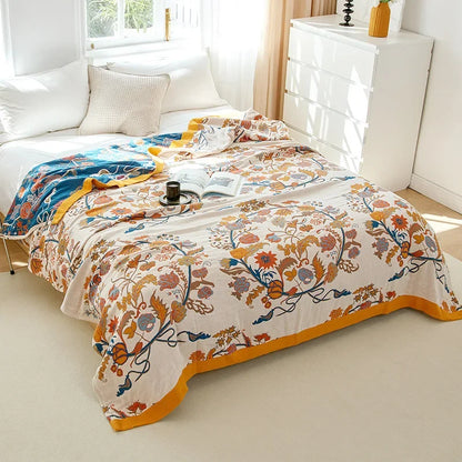 Decorbites™ Boho-Mandala-Baumwolldecke für den Sommer – Doppelseitige weiche Wurfdecke für Betten, Sofas