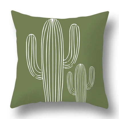 DecorBites™ Green Plants Geometric Print Pillow Cover - Home Sofa Cushion Cover