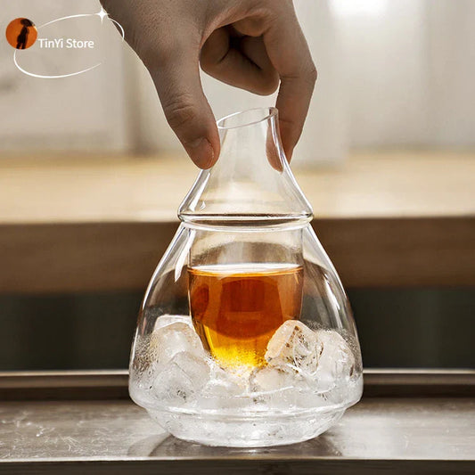 Decorbites™ Japanisches Glas-Weinflaschen- und -Becher-Set mit Weinwärmer