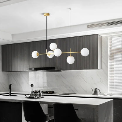 Decorbites™ Glas-Kugelleuchte LED-Hängeleuchte in Goldfinish für modernes Wohnraum-Dekor.