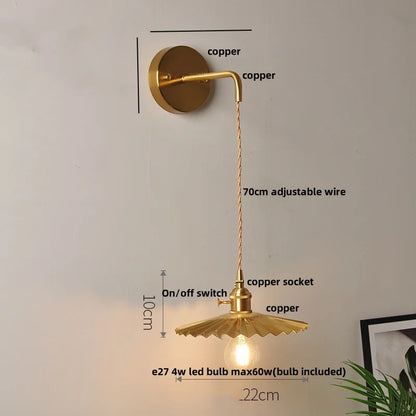 DecorBites™ Clear Glass LED Wall Lights with Adjustable Pull Chain Switch