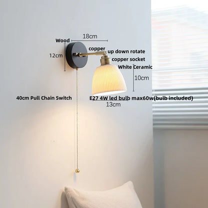 DecorBites™ LED Wall Light Fixture Modern Black Wood Copper Sconce