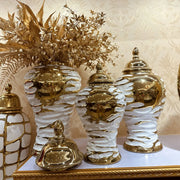 Gold White Ceramic Jar