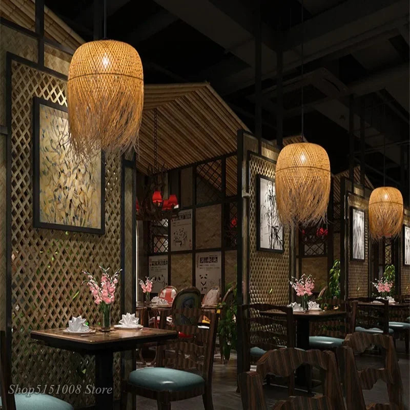 DecorBites™ Bamboo Pendant Lights: Nordic Dining Room LED Hanging Lamps Loft Style Decor