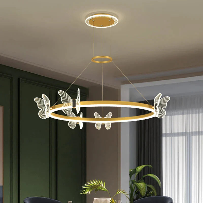 Gold Butterfly LED Chandelier For Bedroom