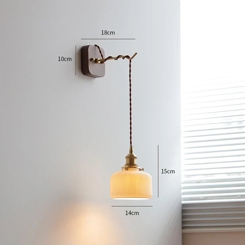 Decorbites™ LED Wandarmatur Modern Japanischer Stil Keramik-Lampenschirm Holzbasisleuchte