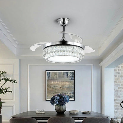 Decorbites™ Kristall-Lüfter-Leuchter LED-Licht ausklappbare Blätter dimmbar Fernbedienung modernes Wohnraumausstattung