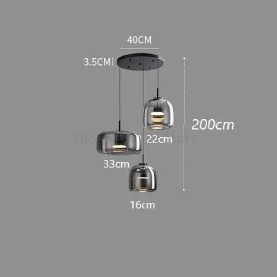 Decorbites™ Glas-Schalen-Kronleuchter: Moderne nordische LED-Rauch-Glasleuchte für Esszimmer, Bar – Innenraum-Dekorationsbeleuchtung