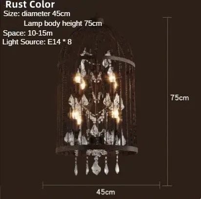 Decorbites™ Eisenkäfig-Kristall-Lüster: Kugelförmige Hängeleuchte für die Raumdekoration