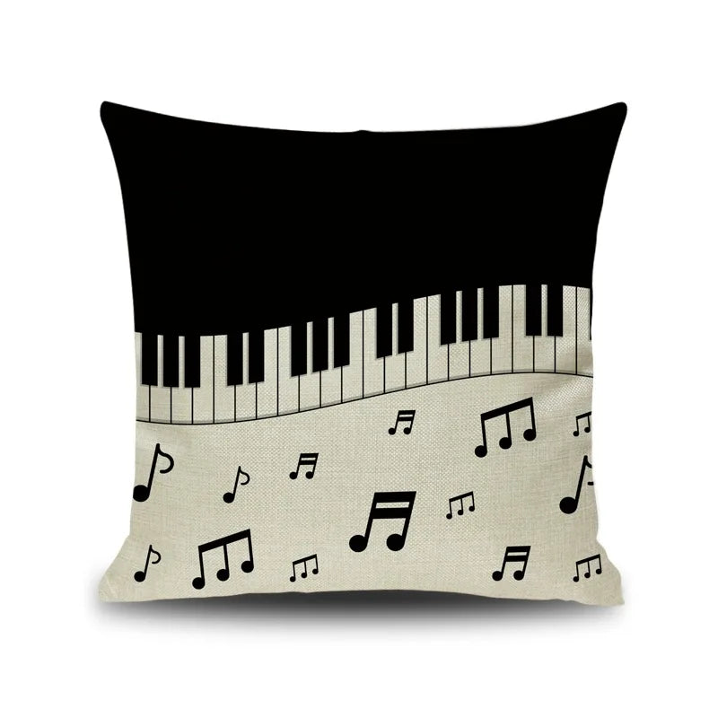 Decorbites™ Notenbrief Piano-Grafik-Druck Leinen-Kissenbezug 45x45cm Wohnzimmer-Dekoration