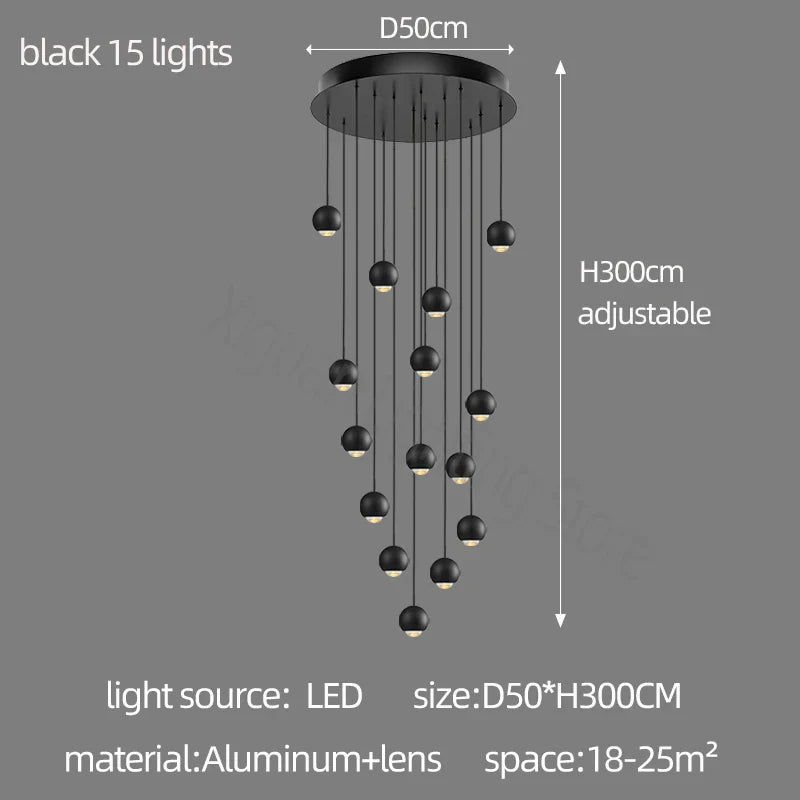 Metal Globe Lens Chandelier