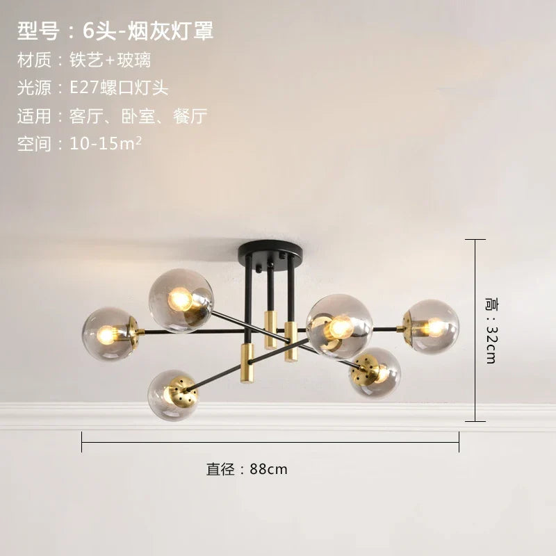 DecorBites™ Glass Ball LED Chandelier Ceiling Light for Living Room and Kitchen