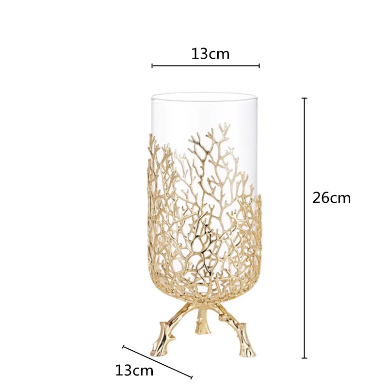 DecorBites™ Coral Crystal Tree Glass Vase Metal Frame Resin Ocean Figurines, Home Decor