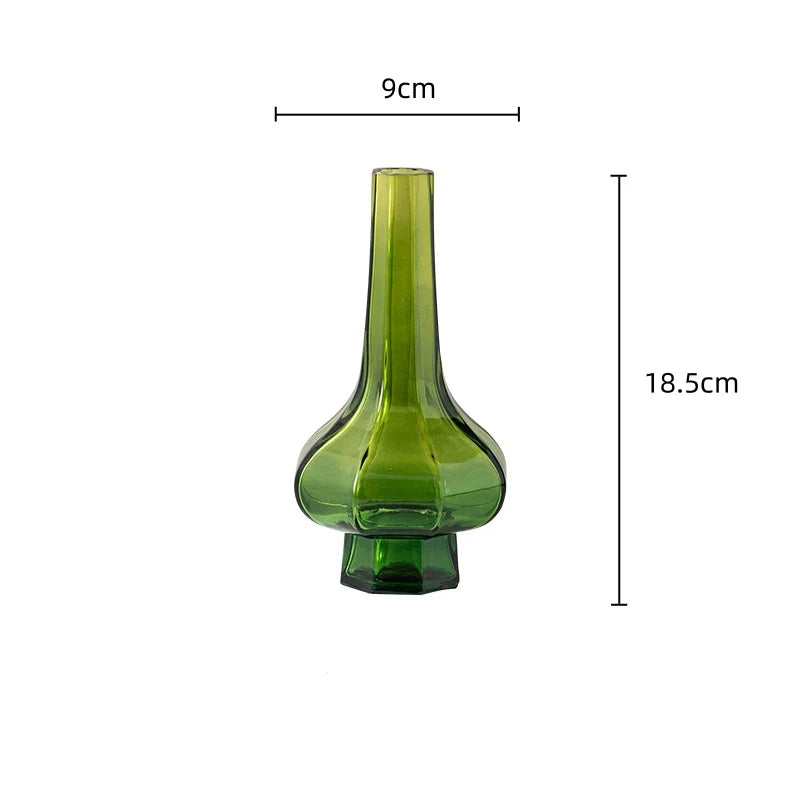 Green Glass Geometric Vase