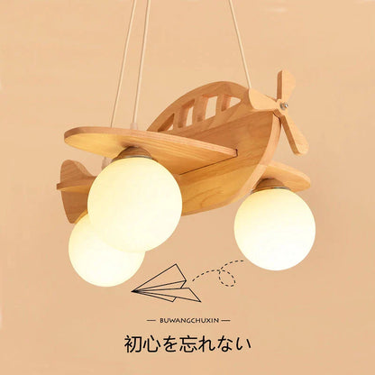 Decorbites™ LED Holz-Flugzeug-Kinder-Lüster Dekoration für Jungen- und Mädchenzimmer Hängende Pendelleuchten