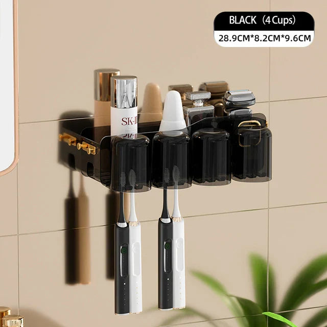 Decorbites™ Umgekehrtes Zahnbürstenhalter mit automatischer Zahnpasta-Presser & Make-up-Aufbewahrungsregal