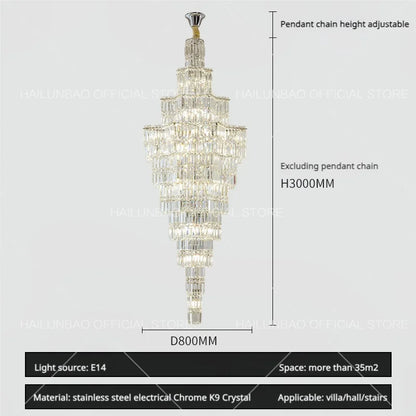 Decorbites™ Kristall-Treppenhaus-Lüster: Luxuriöser europäischer Stil für das Wohnzimmer einer Villa