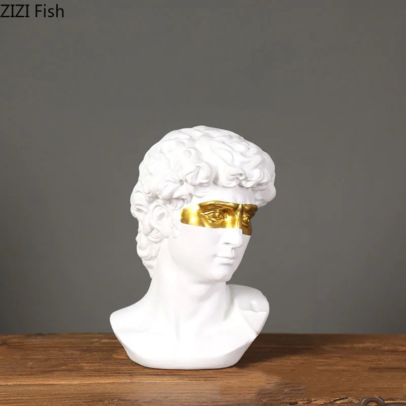 DecorBites™ Gold David Statue Resin Sculpture Artwork Ornament for Living Room
