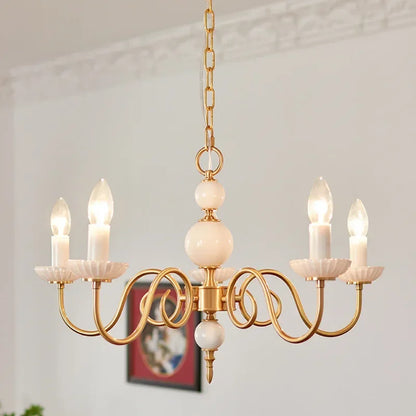 Decorbites™ Sahneweiße LED-Kronleuchter, Retro-Kupfer-Hängeleuchte für die Einrichtung des Hauses