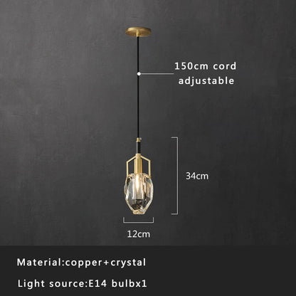 DecorBites™ Crystal Copper Pendant Lights Gold Home Decor Glass Hanging Lamp