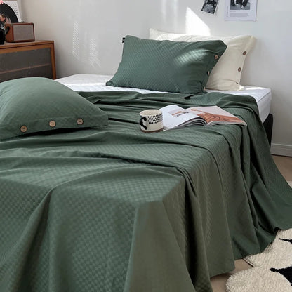 DecorBites™ Luxe Cotton Satin Stripe Bed Sheet Set with 2 Pillowcase