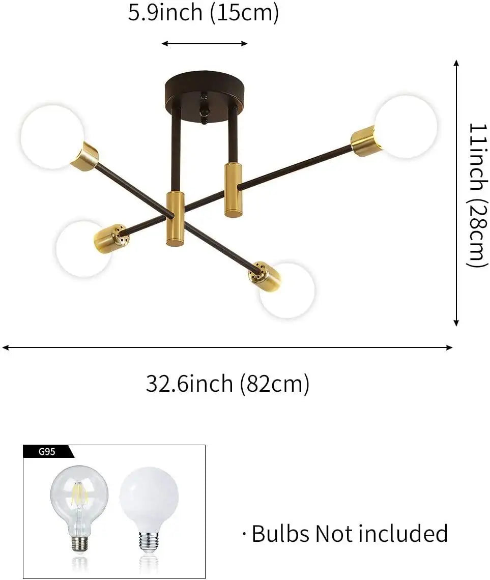 Decorbites™ Industrielle Sputnik-Hängelampe Halbspülleuchte für Küche Esszimmer Schlafzimmer