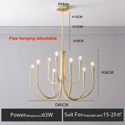 Decorbites™ Gold-Metal-Lüster: Moderne nordische LED-Beleuchtung für Wohnzimmer, Küche, Esszimmer
