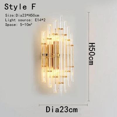 Gold Crystal Wall Light Dia25cm LED Design