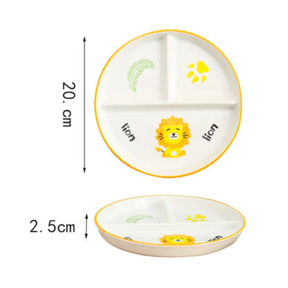 Decorbites™ Kinder-Cartoon-Gitter-Teller – Spaßiger & Funktionaler Trenn-Teller für Frühstück & Snacks