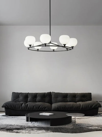 DecorBites™ Copper Glass Chandelier: Stylish Hanging Light for Living Room, Bedroom, Dining Room