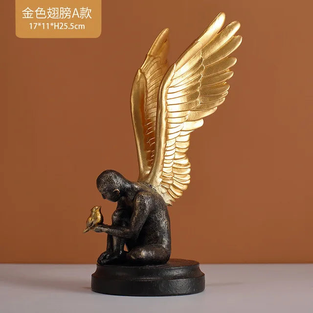 Decorbites™ Abstrakte Goldene Charakter-Harz-Statue Moderne Wohnraum-Dekoration Ornament Skandinavischer Stil