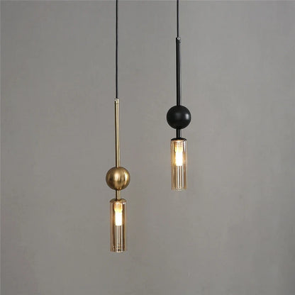 Nordic Gold and Black Glass Pendant Light