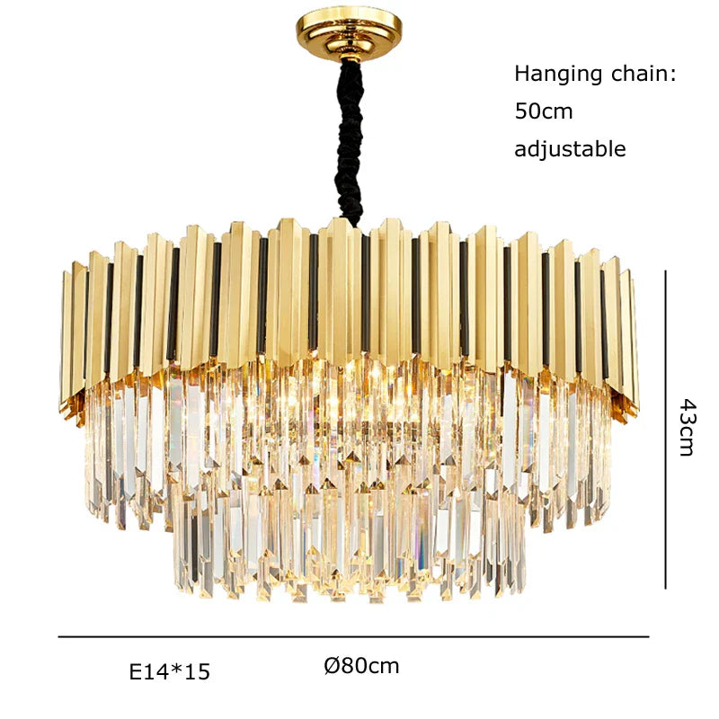 Gold Crystal Chandelier Stainless Steel Oval100cm