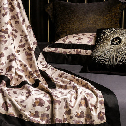 Decorbites™ Leopard-Muster Luxus-Bettwäsche-Set Queen King Größe Daunenbettdecke Bezug Laken Kissenbezüge