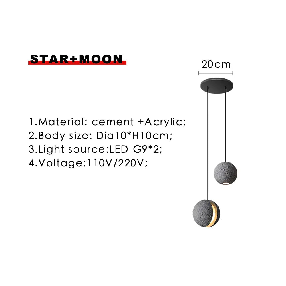Decorbites™ Industrielle Zement-Pendantleuchten - Retro Mond-Stern-Kronleuchter-Armatur