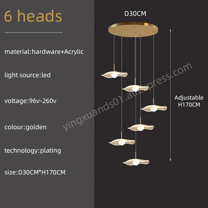 Gold Acrylic LED Pendant Lamp