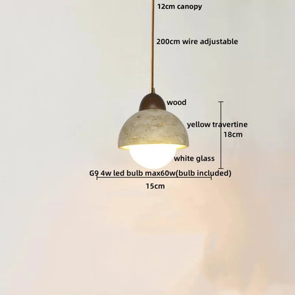 Decorbites™ Glas-Kugelleuchte - Verstellbares Kabel, LED, Gelber Travertin Weiß, Esszimmer