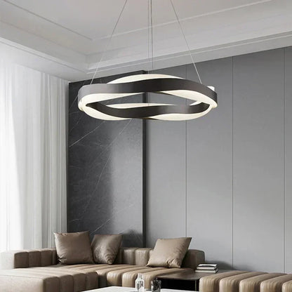 Decorbites™ Elegante Schwarze Kreis-Kronleuchter | Luxuriöse Acryl-Hängeleuchte für Wohnzimmer im Haus