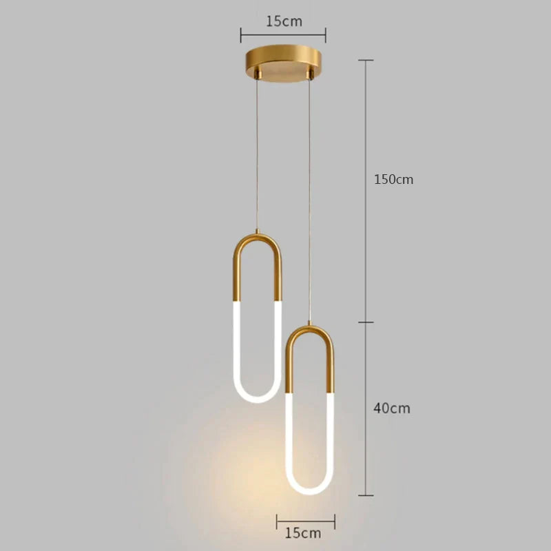 Gold Black Pendant Light 2-Head For Dining