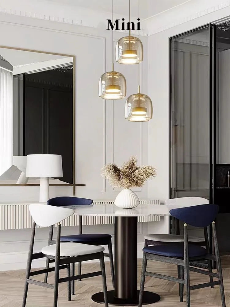 Nordisches Restaurant-Pendant-Licht, modernes Luxus-Bar-Tresen, Café-Nachttisch-Einzelkopf-Glas-Kunst-Lichtarmatur