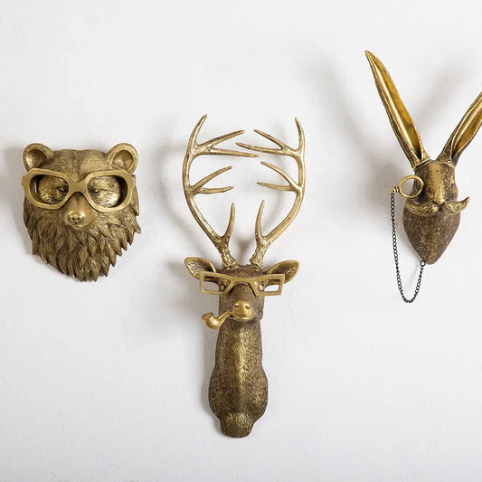 Decorbites™ Golden Deer Head Wall Hook: Antikes Bronzefarbenes Harz-Tieranhänger für Stilvolle Wanddekoration