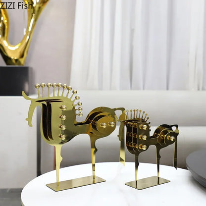 Decorbites™ Goldener Pferde-Metall-Tierskulptur Schreibtisch-Dekoration