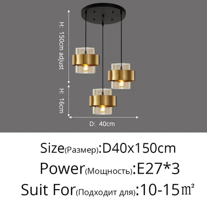 DecorBites™ Golden Pendant Lights for Aisle, Restaurant, Bedroom - Nordic Postmodern Minimalist Style